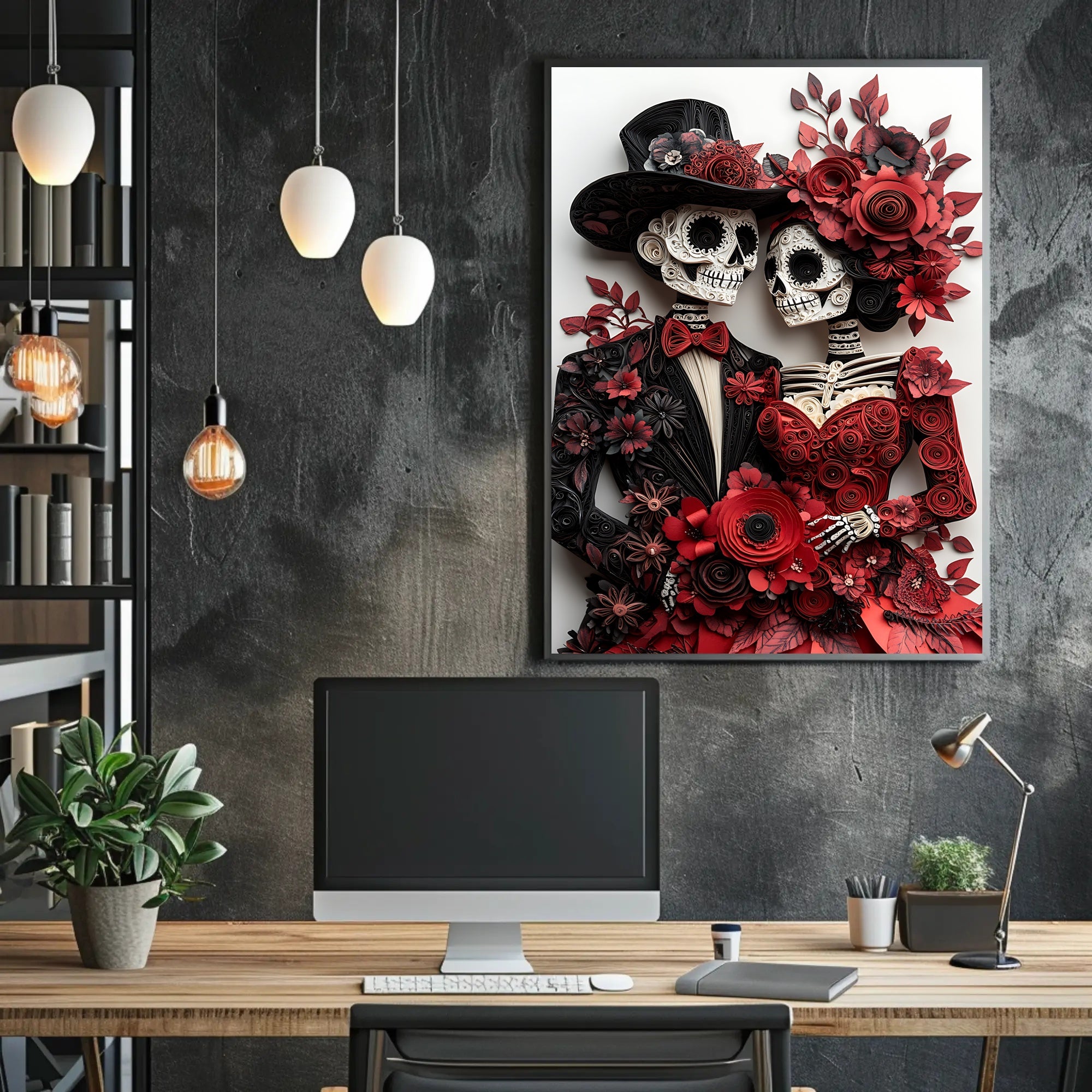 Día de los Muertos Quilling Art Poster - Cultural or Heritage Poster