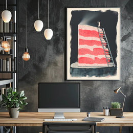 Climbing the Cake Poster Vintage Travel Wall Art