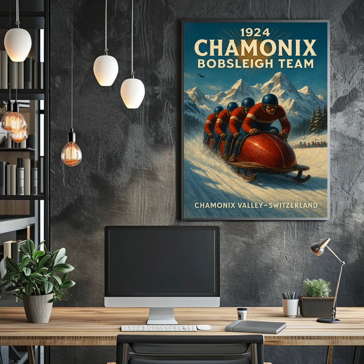 1924 Chamonix Bobsleigh Team Poster