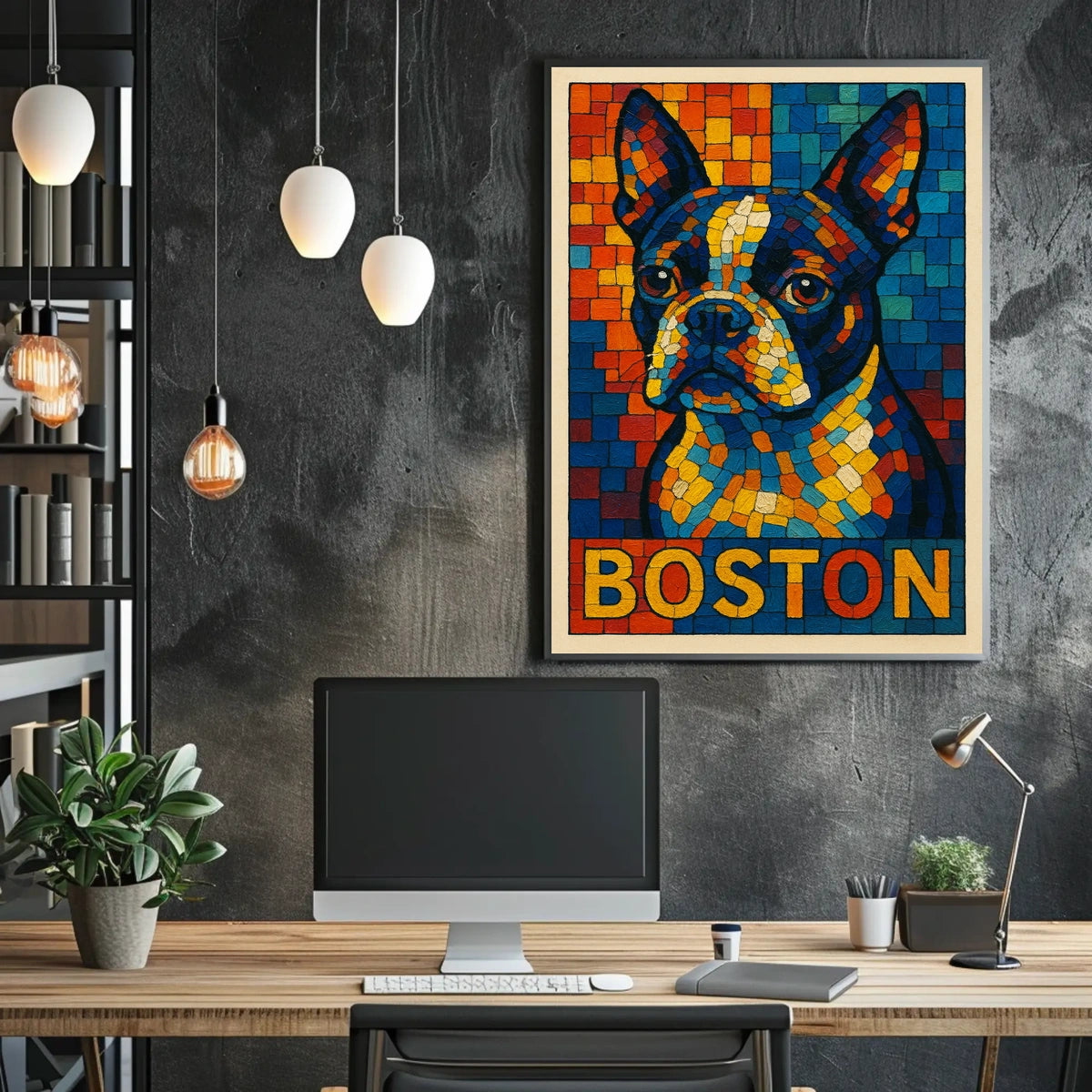 Boston Terrier Mosaic Poster