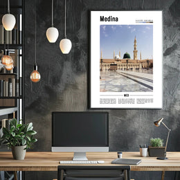 Medina's Iconic Prophet's Mosque Photorealistic Urban or Cityscape Poster PosterGoat