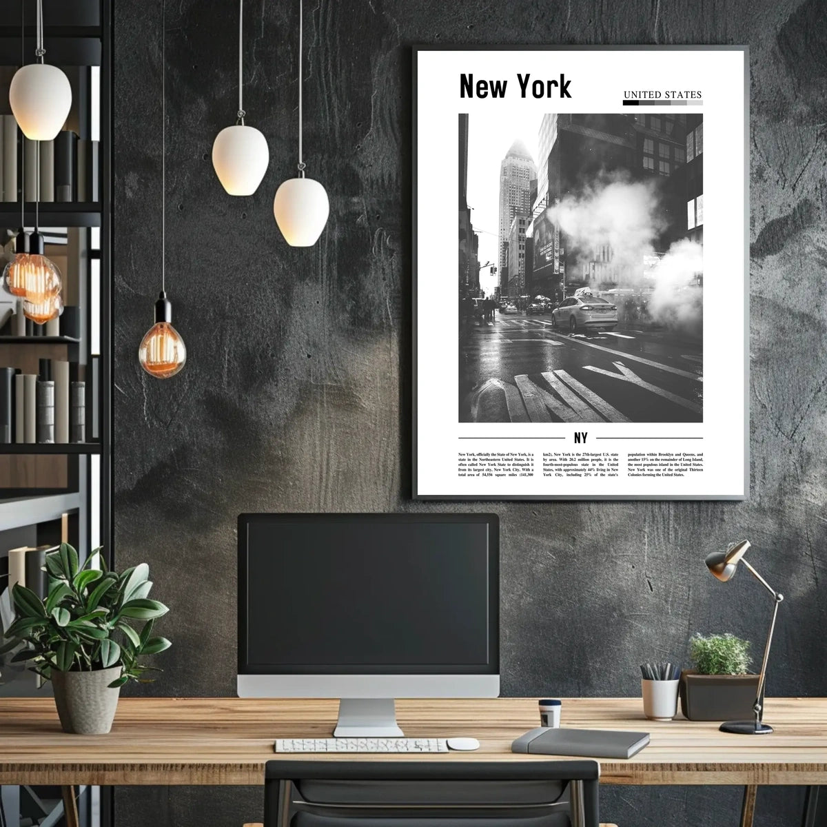 New York City Black And White Taxi Poster Modern Wall Art