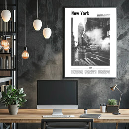 New York City Black And White Taxi Poster Modern Wall Art