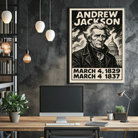 Andrew Jackson 7th President of the United States B & W Comic Sketch Poster