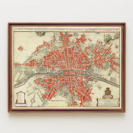 Vintage Map of Paris Wall Mural. Plattegrond van Parijs (ca. 1721–1774)