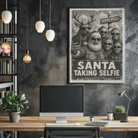 Santa Selfie Retro Poster: North Pole Fun