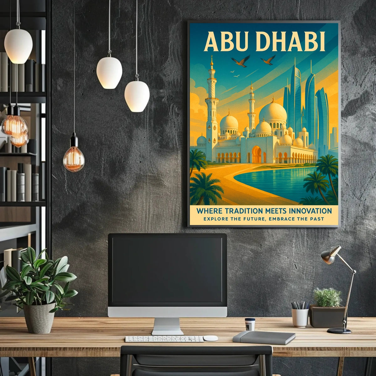Abu Dhabi Fusion of Tradition and Modernity Urban Cityscape Poster