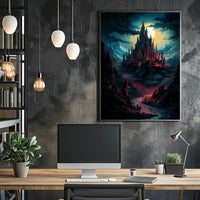 Castle Under The Moonlight Poster