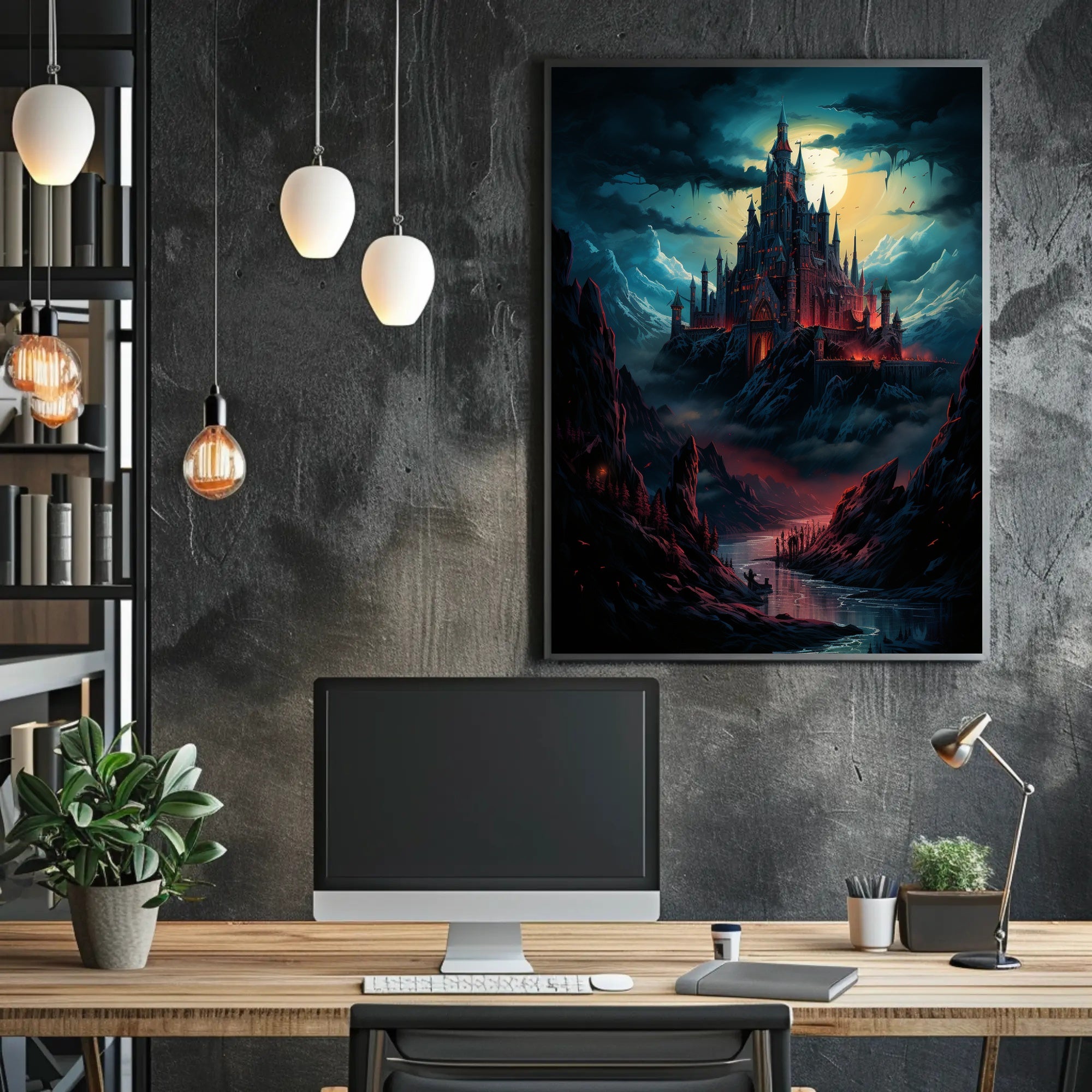 Castle Under The Moonlight Poster