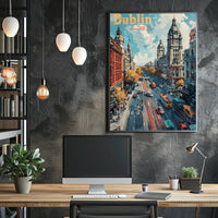 Dublin Cityscape Vibrant Architecture Travel Poster