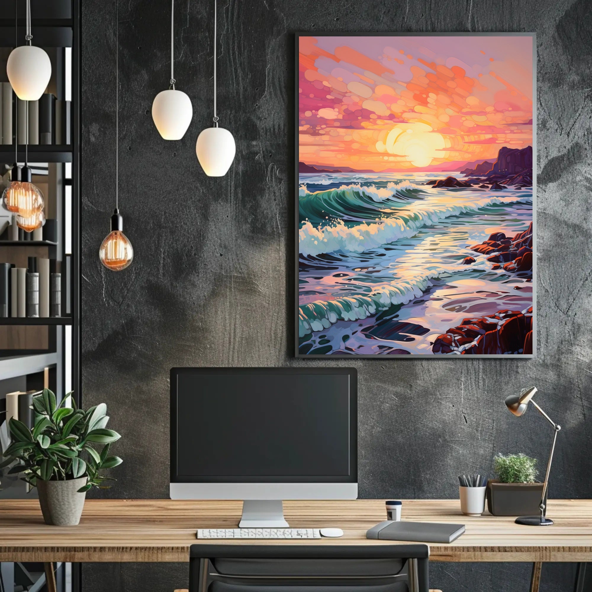 Vibrant Coastal Sunset Poster PosterGoat