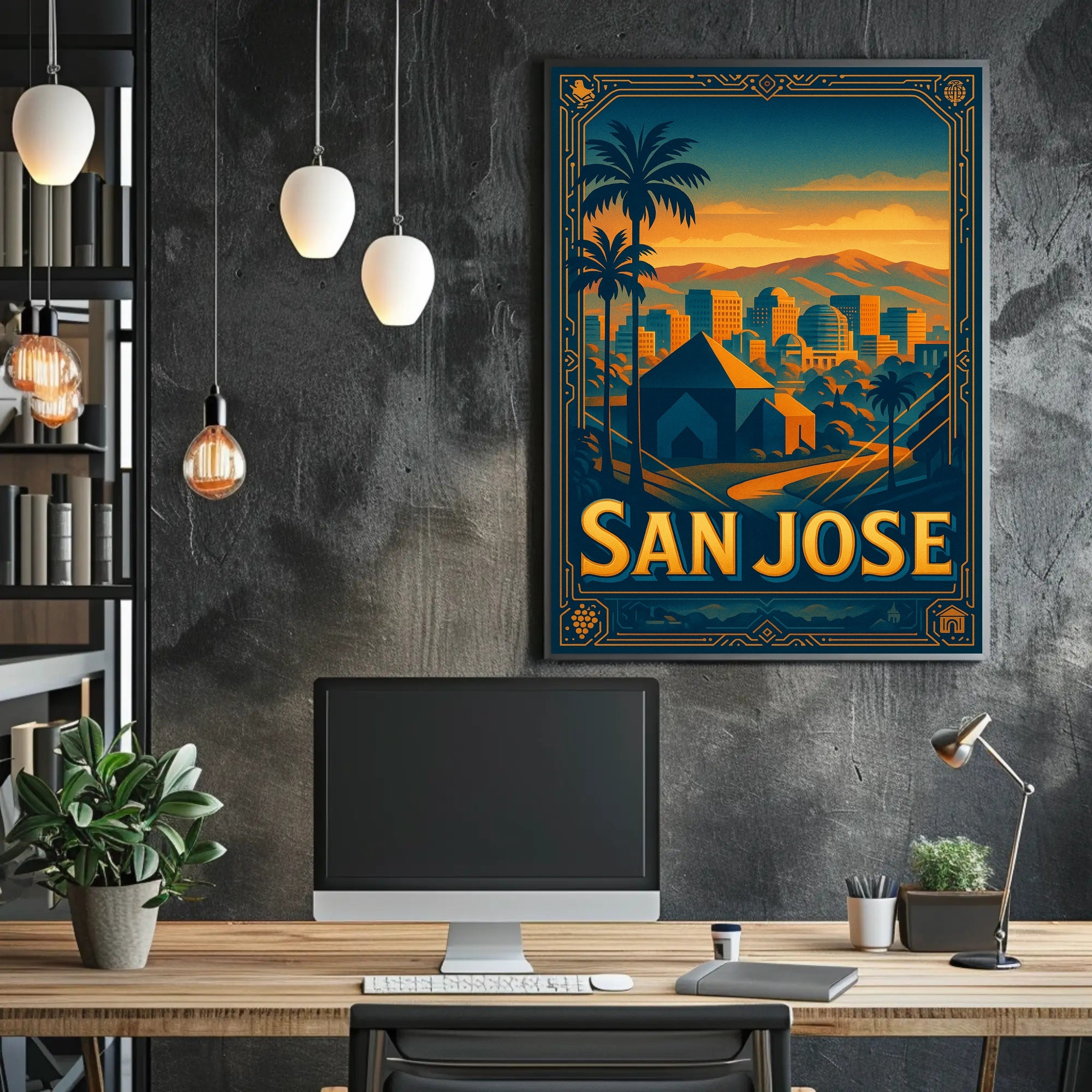 San Jose Skyline Wall Art Poster Modern Travel Print