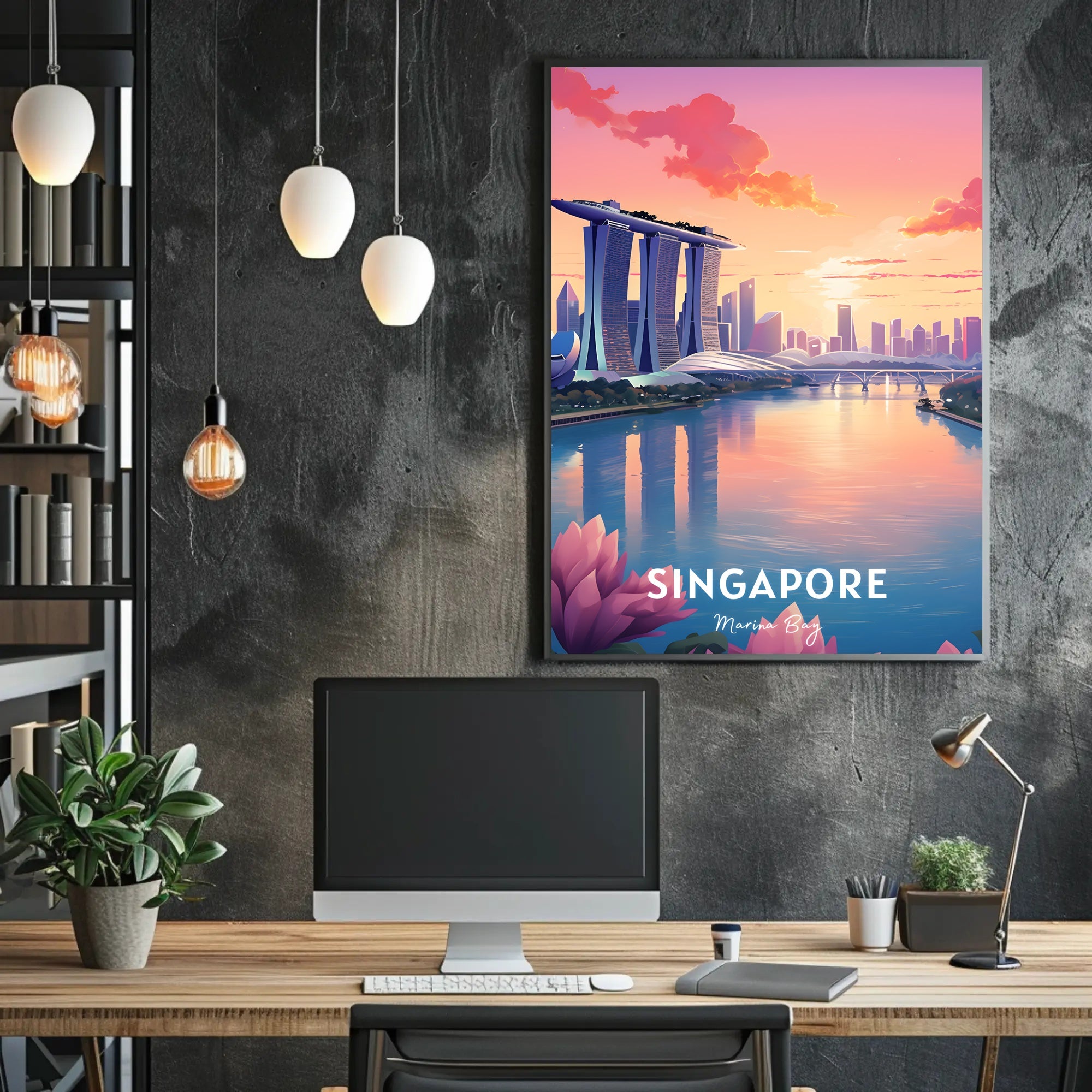 Singapore Sunrise Over Marina Bay Sands Urban or Cityscape Poster