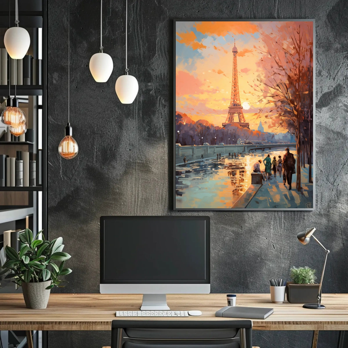 Eiffel Tower Sunset in Paris Travel Poster