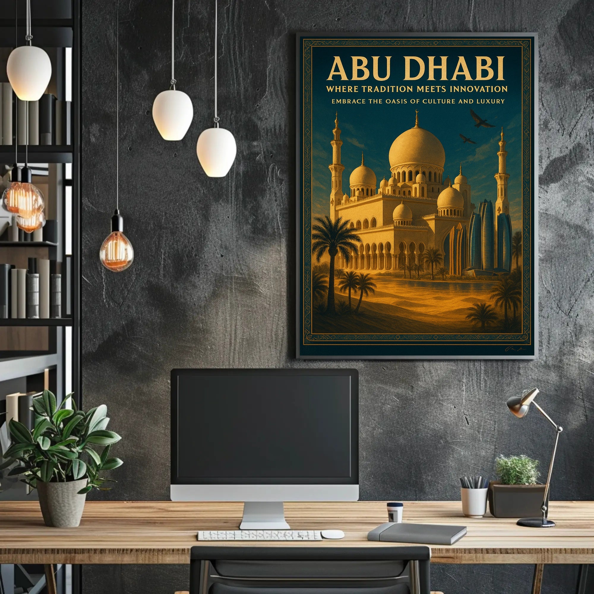 Abu Dhabi Fusion: Vintage Travel Poster