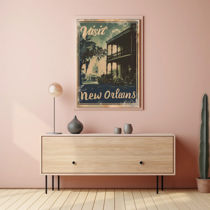 Visit Historic New Orleans Louisiana Travel Poster