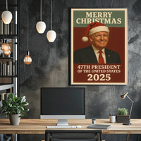 Festive Presidential Christmas Poster Featuring Santa Hat Portrait