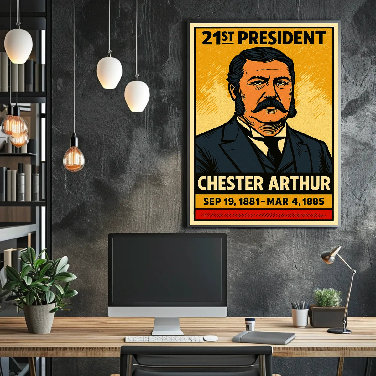Chester A. Arthur 21st President of the United States Inked Comic Style Poster