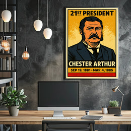 Chester A. Arthur 21st President of the United States Inked Comic Style Poster