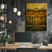 Frost On The Thames Skaters At Poster