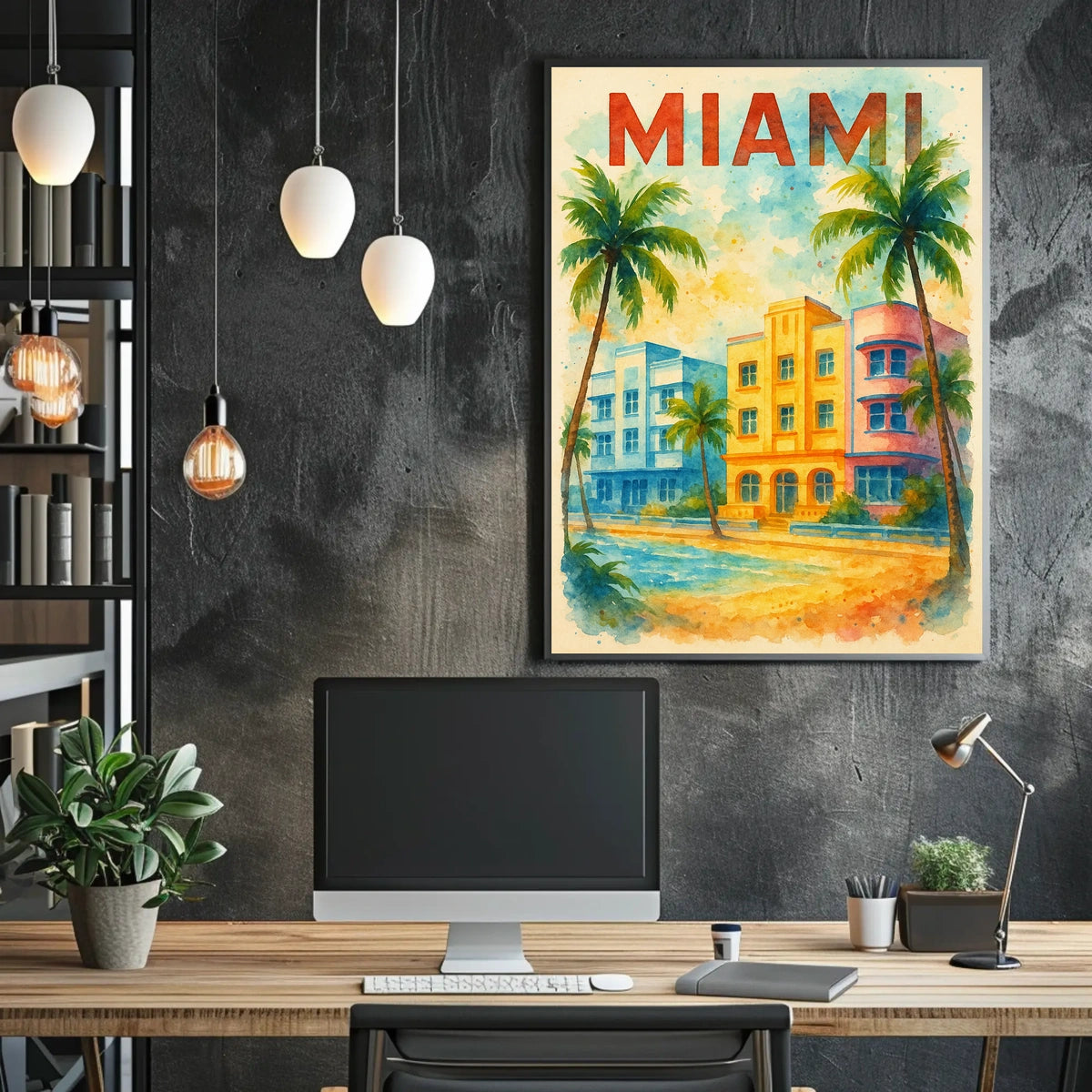 Vibrant Miami Art Deco Travel Poster