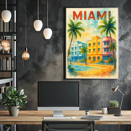 Vibrant Miami Art Deco Travel Poster
