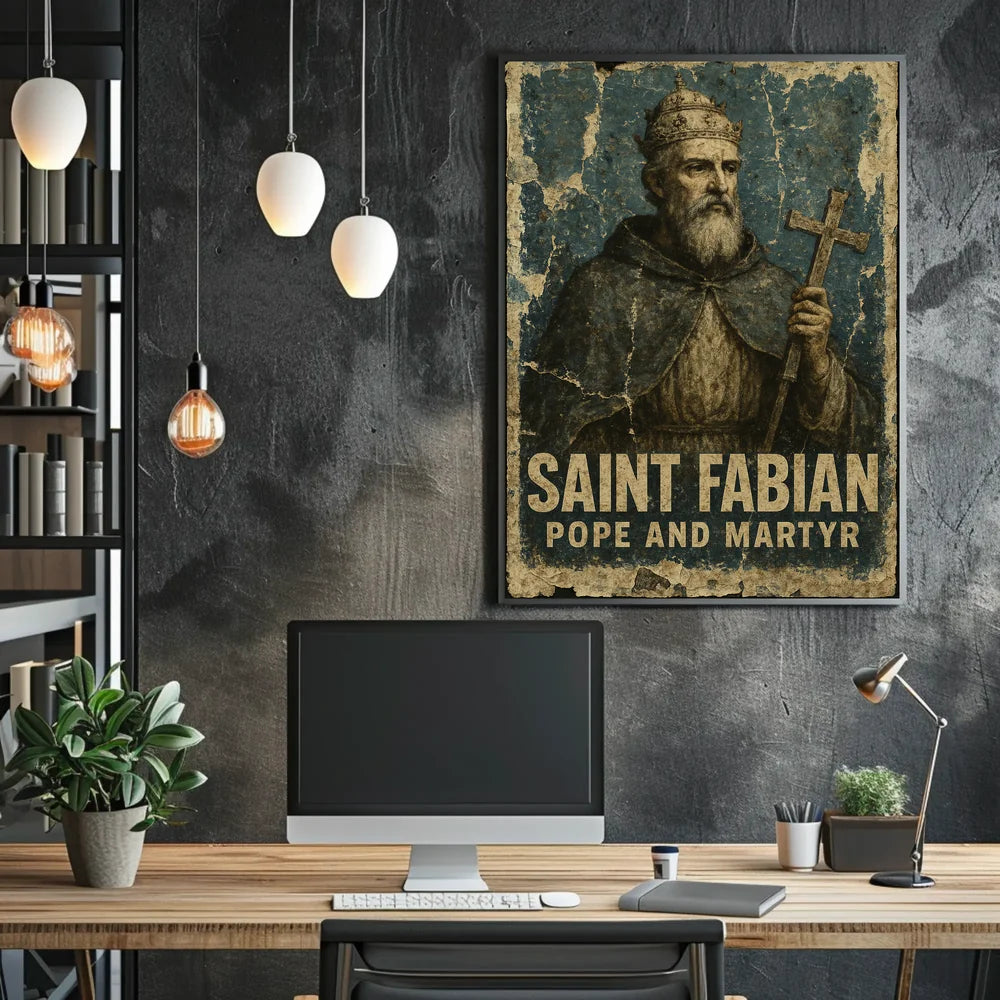 Saint Fabian Vintage Religious Art Poster - Cultural or Heritage Poster