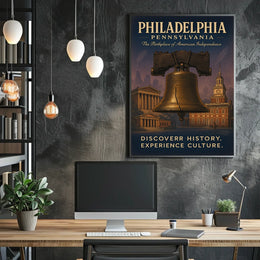 Philadelphia Liberty Bell Vintage Poster: Historical Landmarks