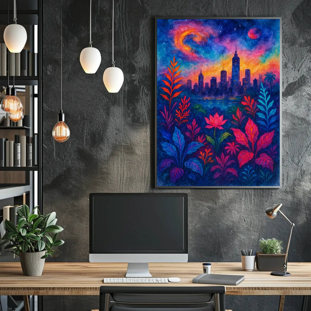 Cosmic Cityscape Poster