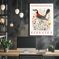 Western Meadowlark State Bird Art Poster Print