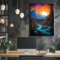 Vibrant Mountain Sunset Poster PosterGoat