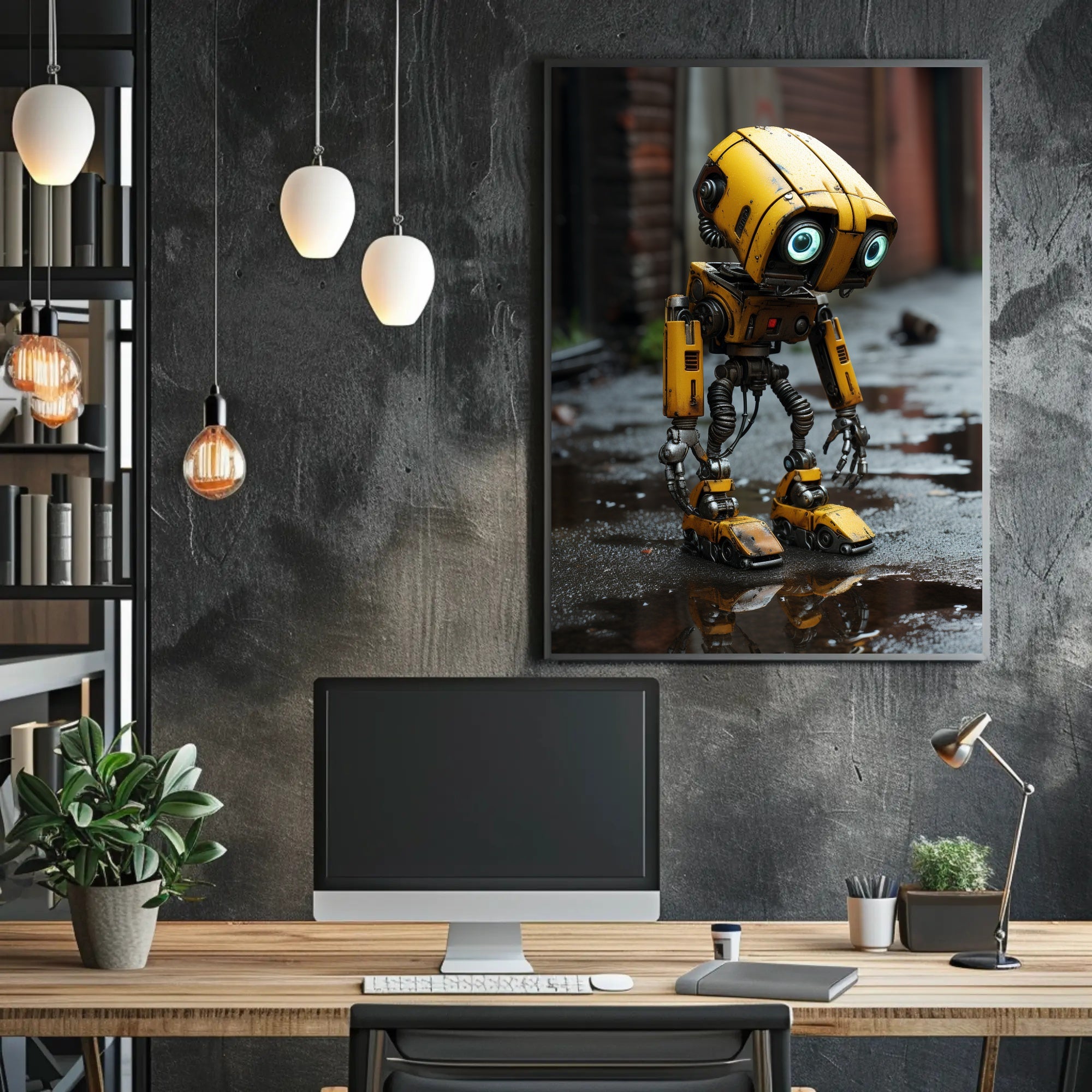 The Curious Yellow Robot Poster PosterGoat