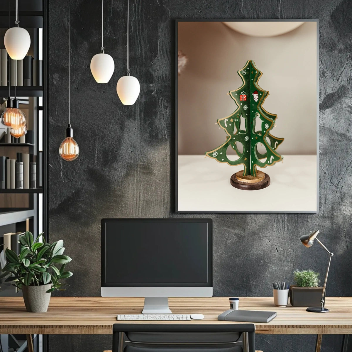 Festive Wooden Christmas Tree Poster