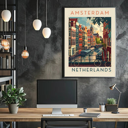 Amsterdam Canal Scene Poster