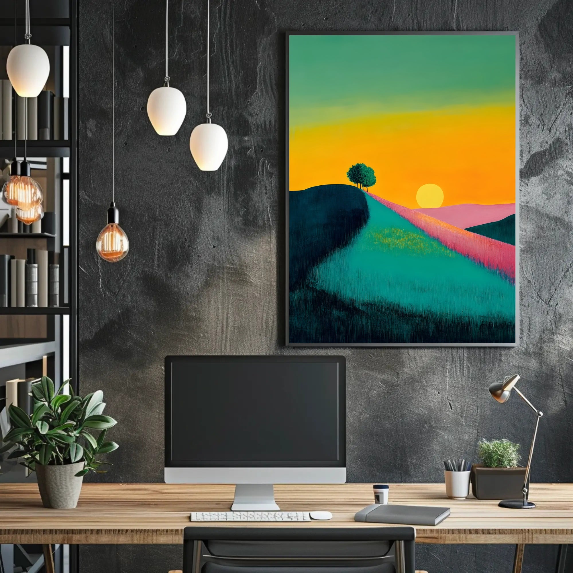 Serene Sunset Landscape Poster Scenic Wall Art Print