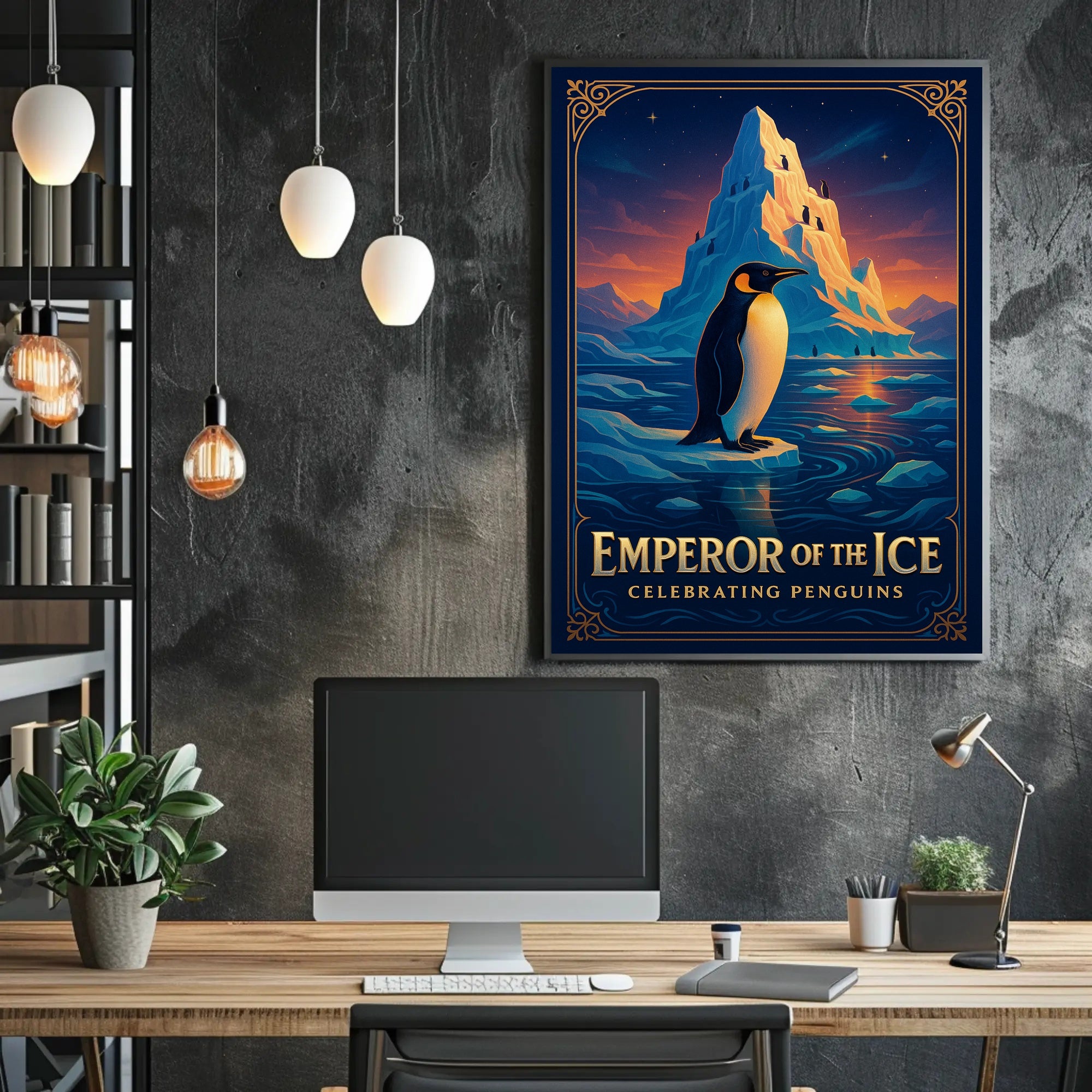 Emperor Penguin Poster Vintage Antarctic Wall Art