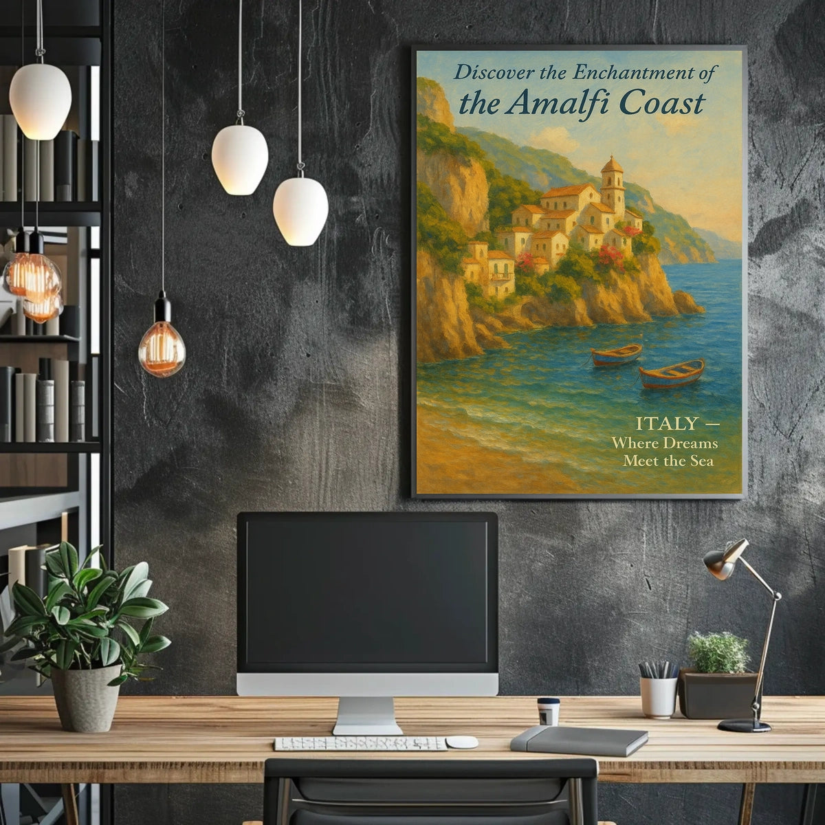 Amalfi Coast Vintage Travel Poster: Romantic Serenity