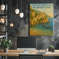 Amalfi Coast Vintage Travel Poster: Romantic Serenity