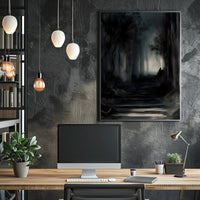 Mysterious Dark Forest Scene Artistry - Artistic Poster PosterGoat
