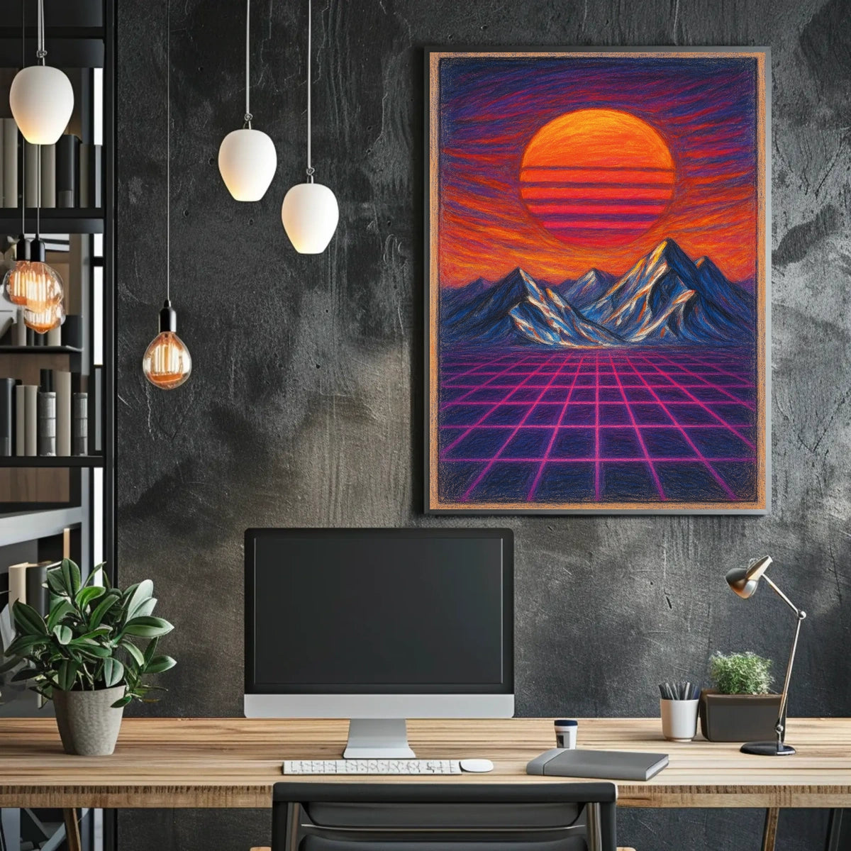 Retro-Futuristic Sunset Vaporwave Futuristic Sci-Fi Poster