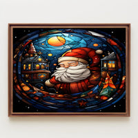 Festive Stained Glass Santa Poster