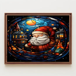 Festive Stained Glass Santa Poster