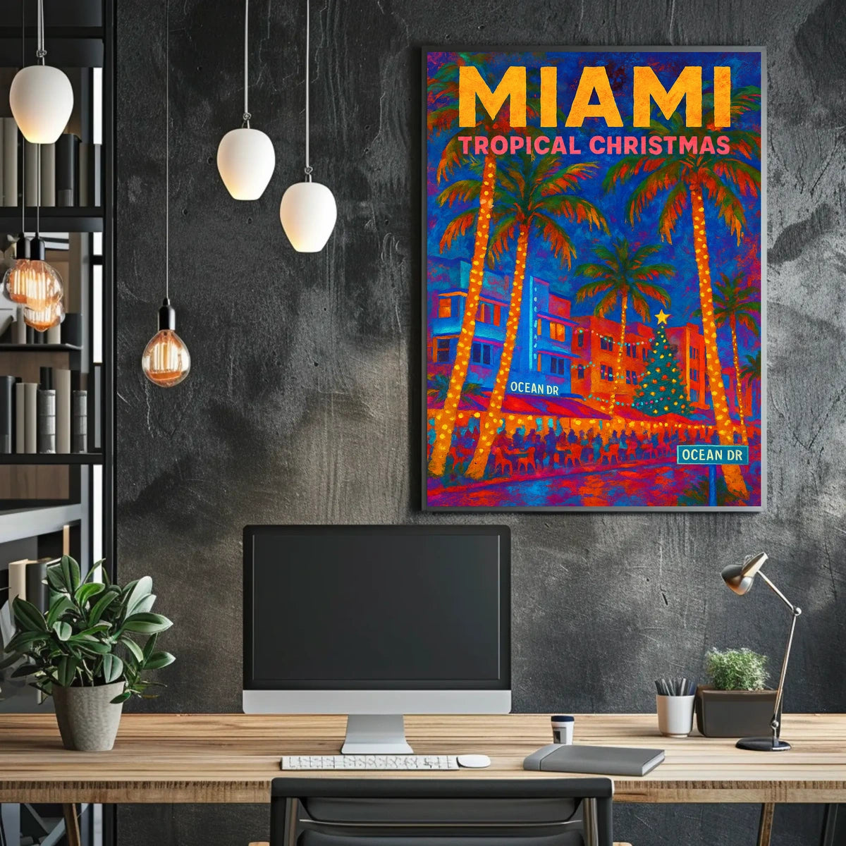 Miami Tropical Christmas Poster