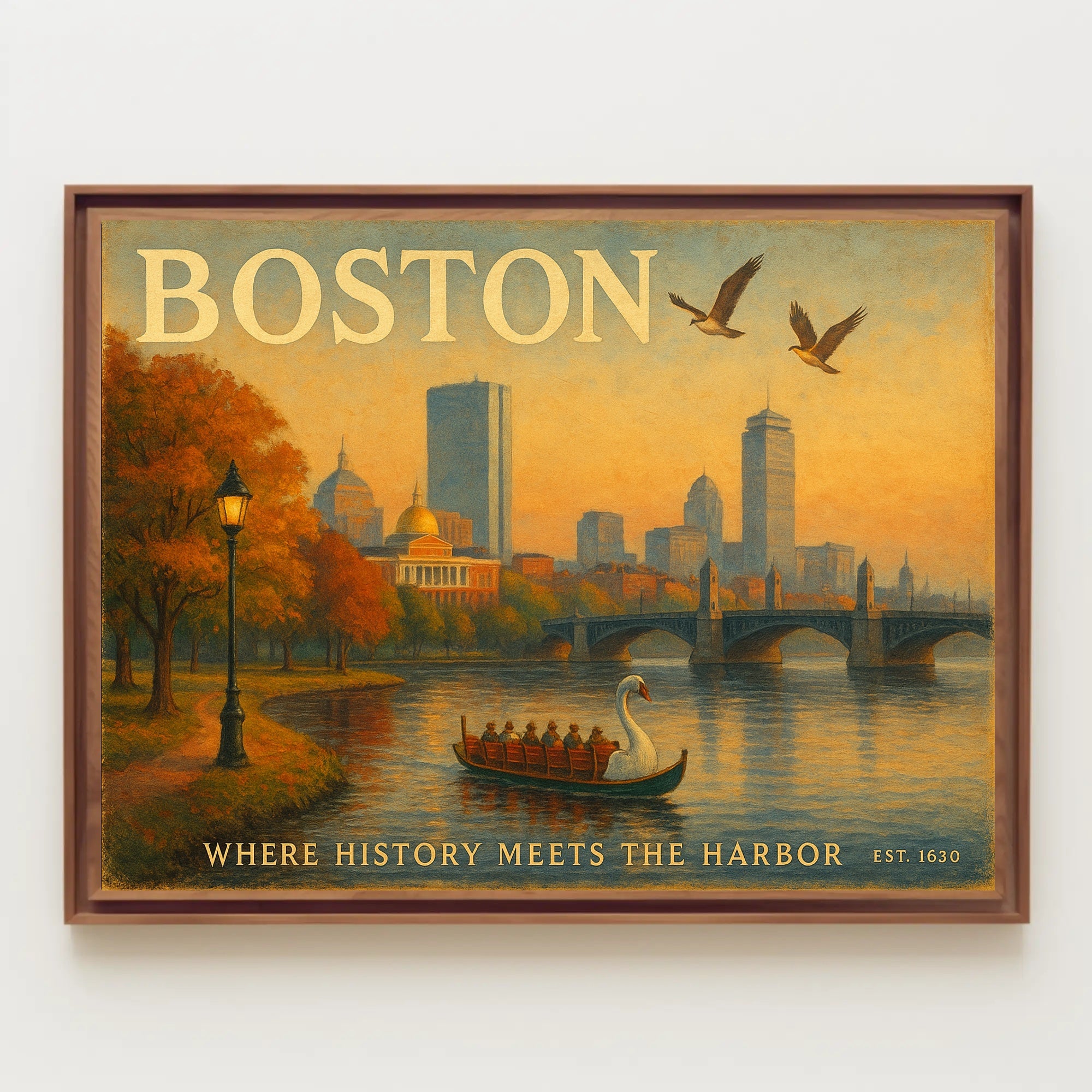 Boston Scenic Charm Travel Poster Wall Art