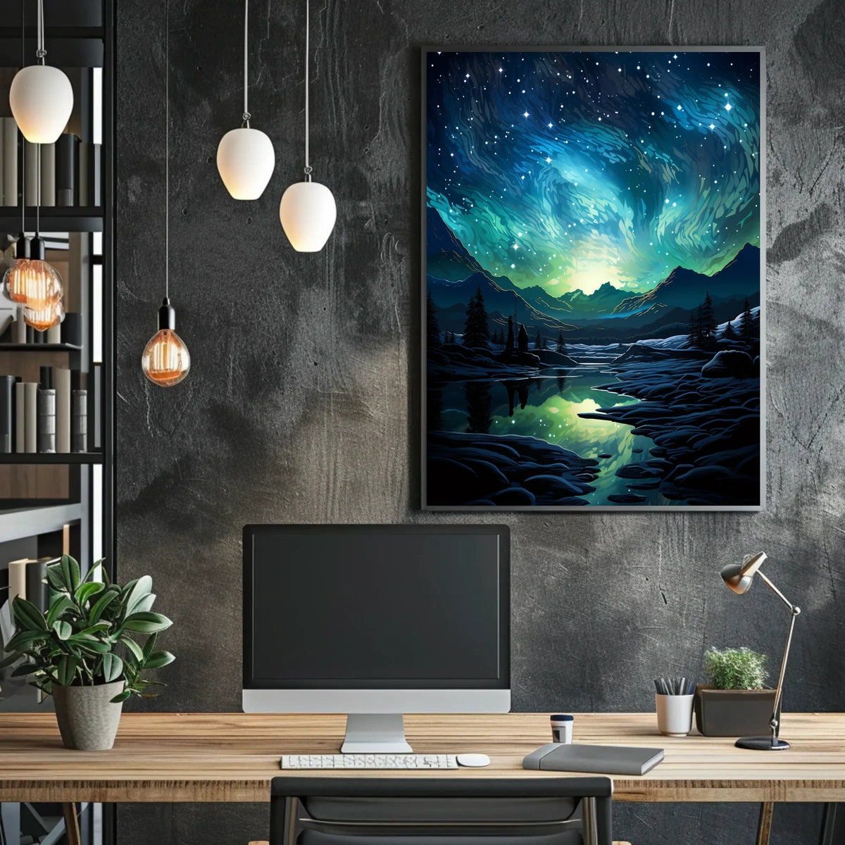 Aurora Borealis Nightscape Masterpiece Artistic Poster