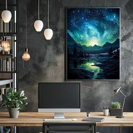 Aurora Borealis Nightscape Masterpiece Artistic Poster