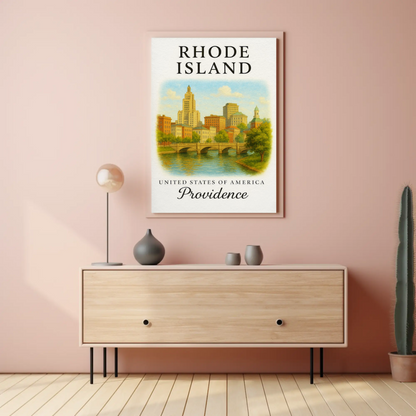 Providence Rhode Island Historic Riverwalk Downtown Travel Poster Travel Poster