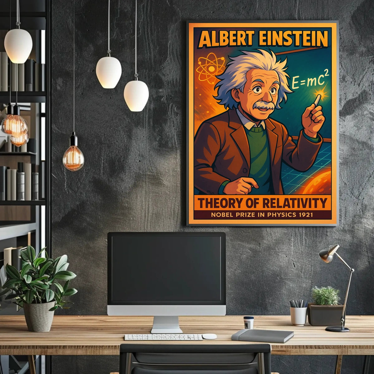 Einstein Relativity Vintage Science Curious Minds Poster