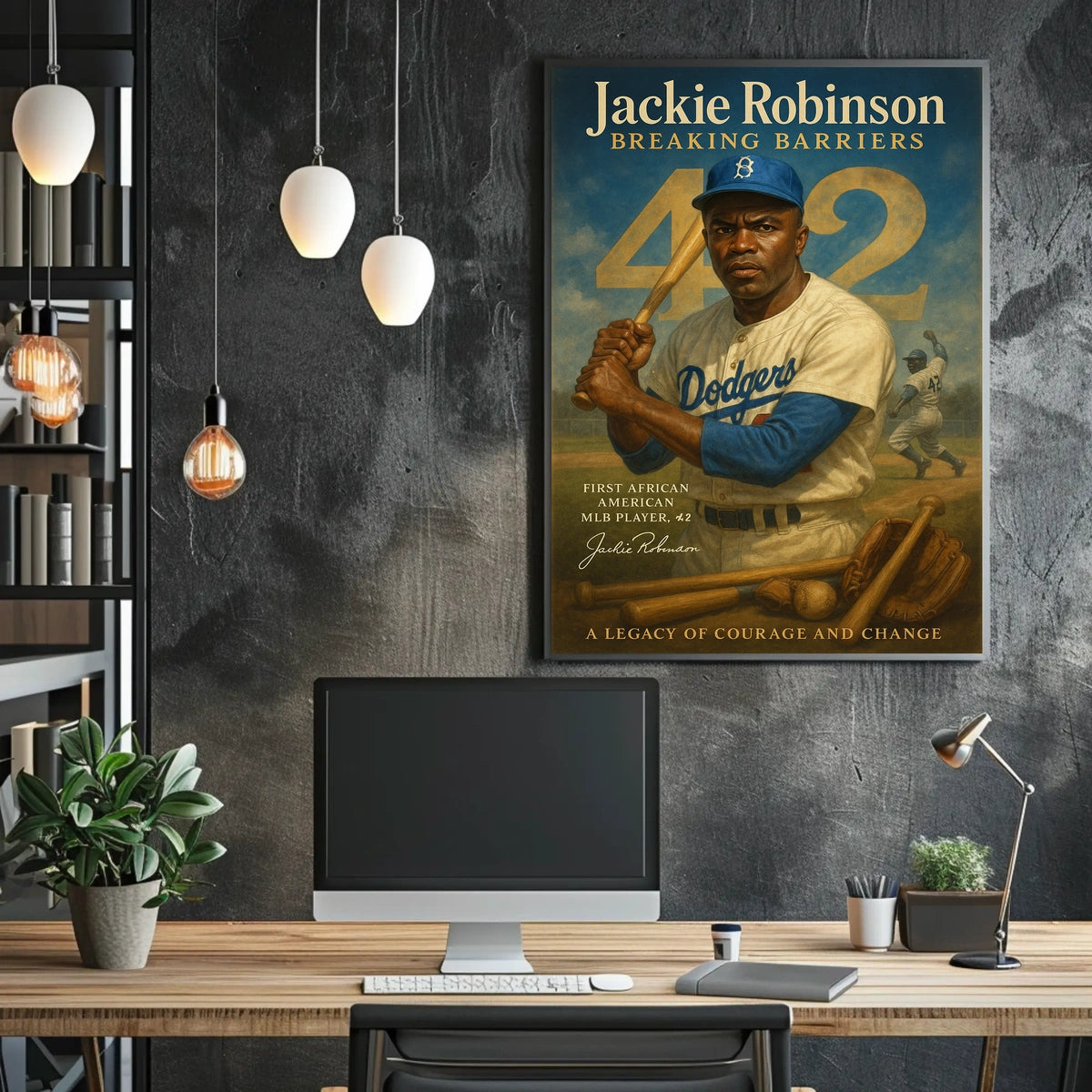 Jackie Robinson Vintage Sports Poster