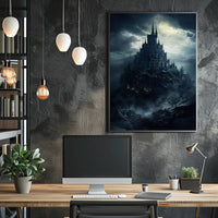 Mysterious Castle On A Stormy Night Poster